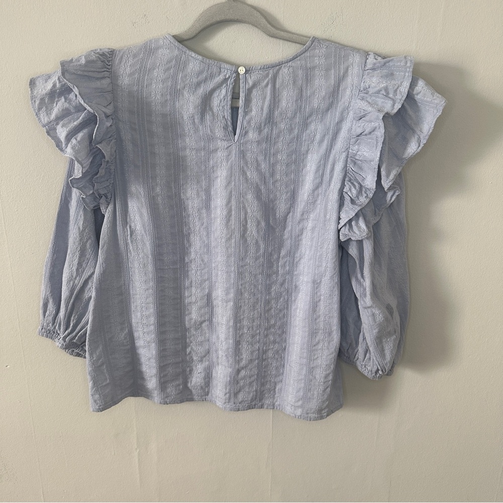 Threshold blue ruffle 3/4 sleeve top Size L - Picture 2 of 2